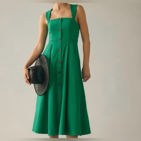 Maeve Dresses & Skirts - Maeve Green Button-Front Midi Dress
